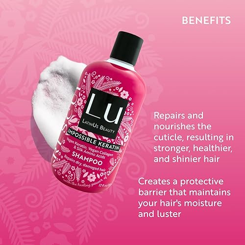 Miniatura 4 de LatinUs Beauty, RESCUE Shampoo Reparador con Keratina Vegana para Cabello Fuerte, Brillante y Saludable, 12 oz