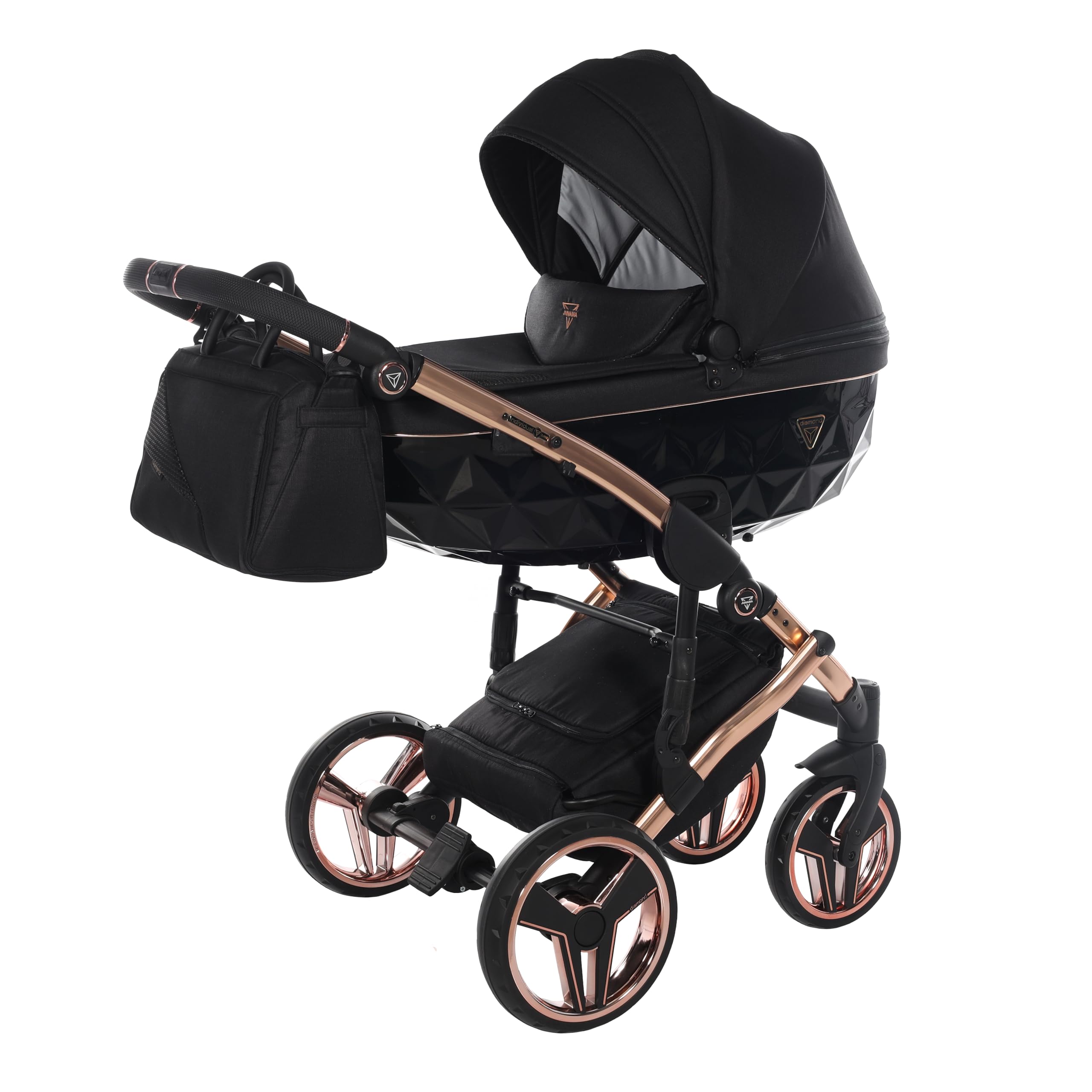 Junama Passeggino TRIO Diamond S 03 Nero e Rame - 2in1 3in1 4in1 + ombrellino (3 in 1 con Seggiolino Auto)