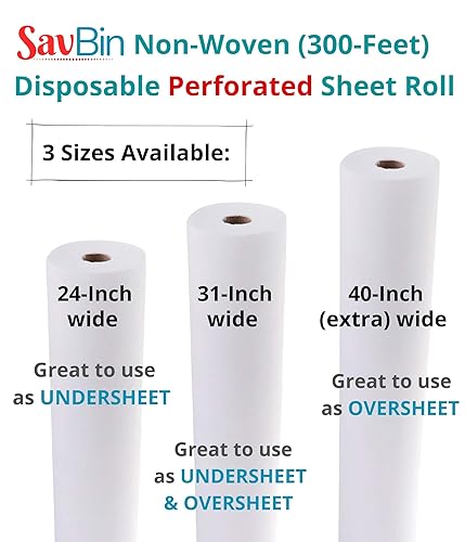 Miniatura 3 de Rollo desechable de 24 x 70 pulgadas para cama y mesa perforado extragrueso (4 rollos350 pies de largo50 hojasrollo) utilizado para masajes,