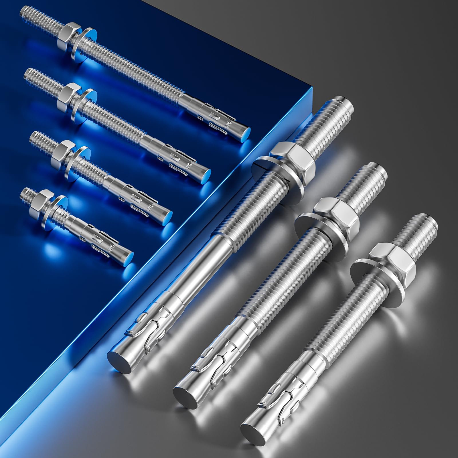 Wensilon 5 elementi di fissaggio standard da 5/8 x 5 pollici per ancoraggi a cuneo in acciaio inossidabile 304 per cemento e calcestruzzo
