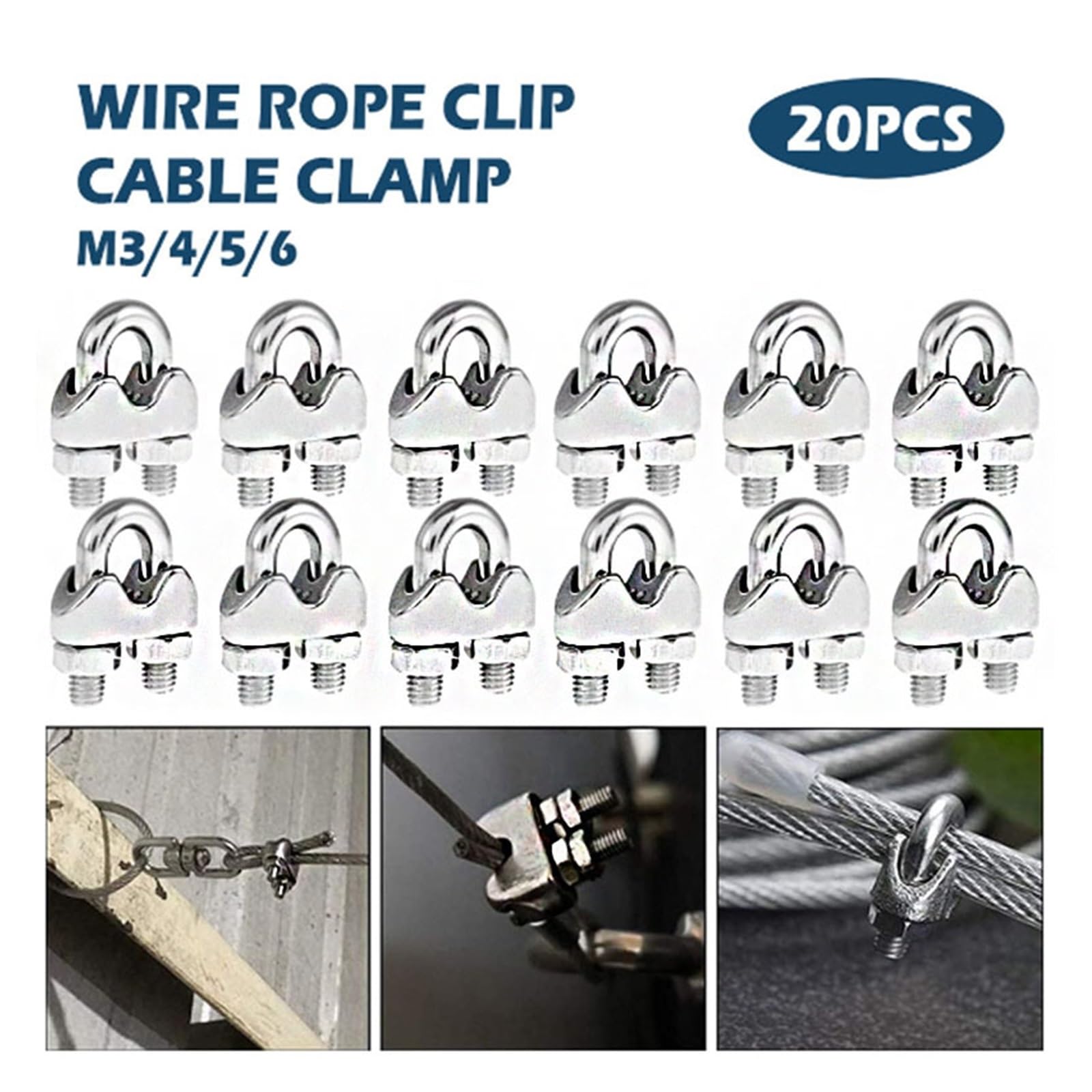 Paquete de 20 abrazaderas for cable acero inoxidable M2-M10(M820pcs)