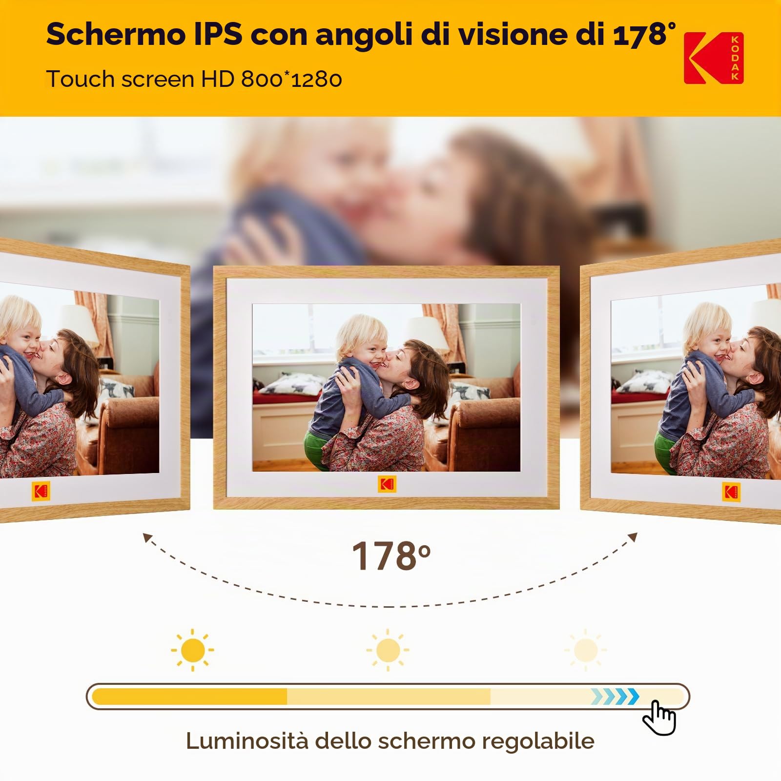 KODAK Cornice Digitale con Batteria 10 Pollici, WiFi Cornice Elettronica, Memoria 32GB, Display Foto/Video in Modalità Multimediale, 1280 x 800 con Batteria 4000 mAh
