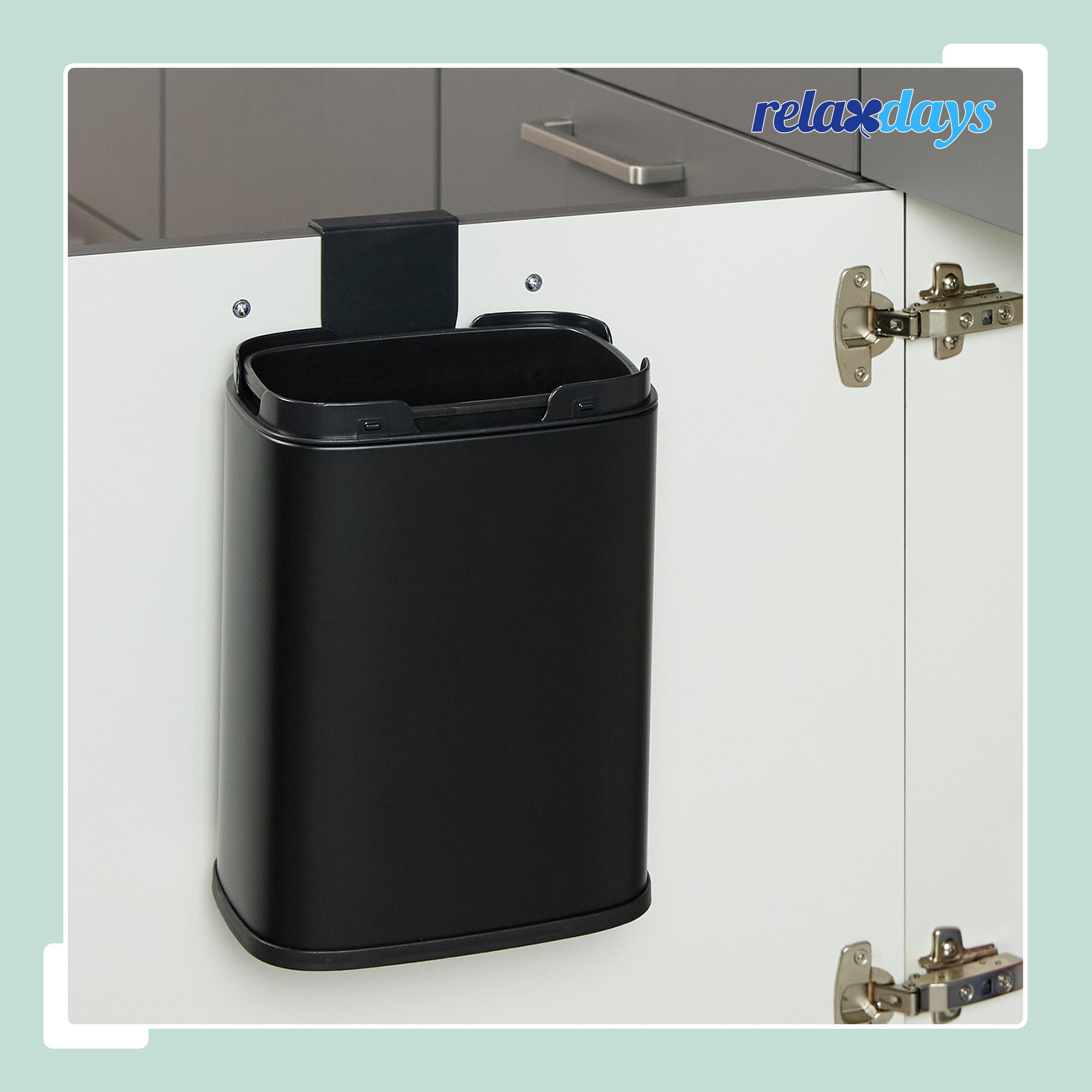 Relaxdays Mülleimer Wandmontage, 5 Liter, Einhängen oder Kleben, Inneneimer, Küchenabfalleimer, Badmülleimer, beige