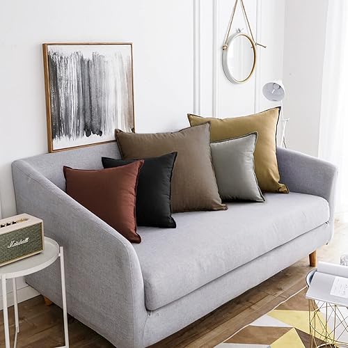 Miniatura 7 de Jeanerlor Funda decorativa de cojín de lino y algodón natural, 12 x 20 pulgadas, con doble costura en el borde, para lumbar, (11.8x19.7 in), 2