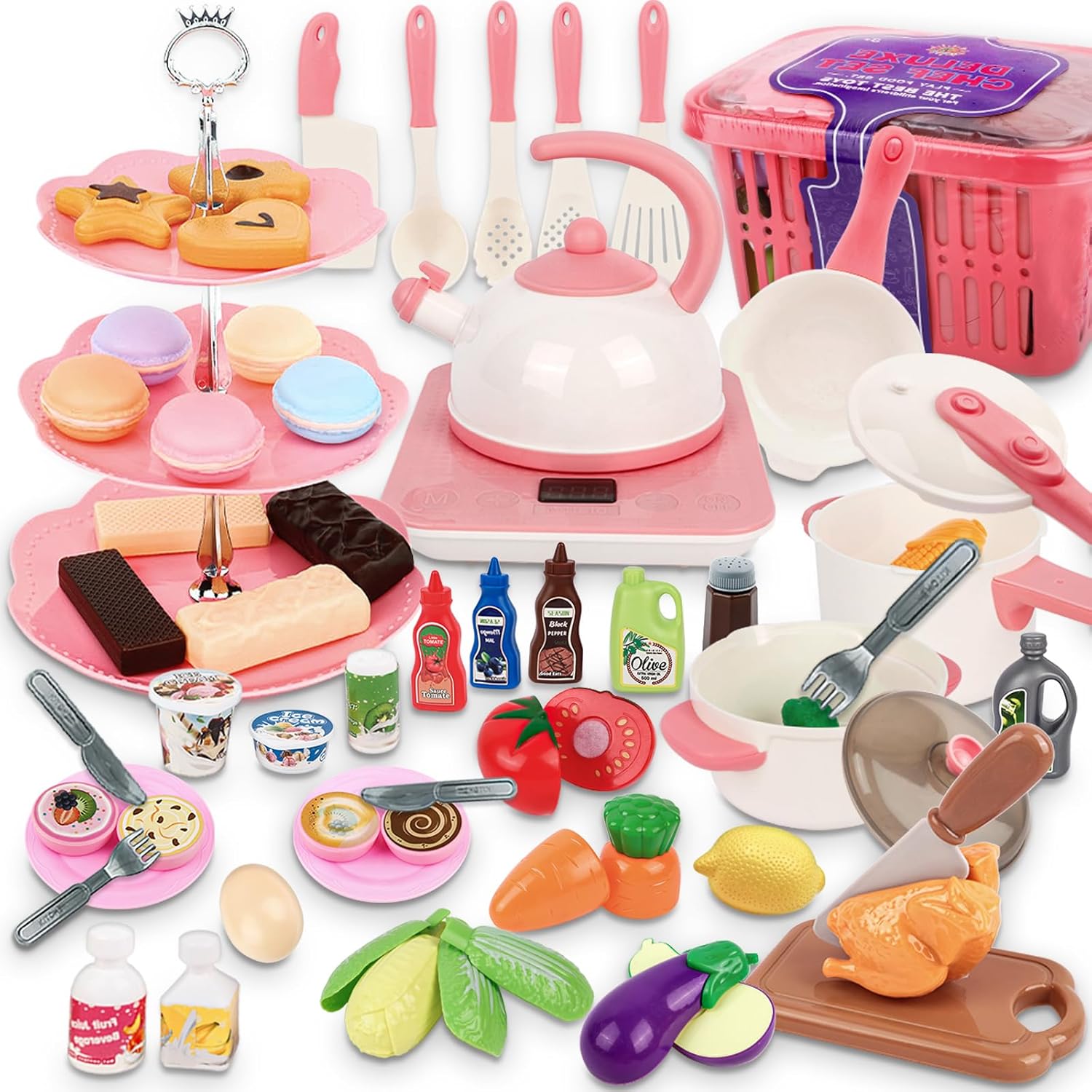 Play Kitchens And Pans Pretend Set Play Food Toys Kids Boys Girls