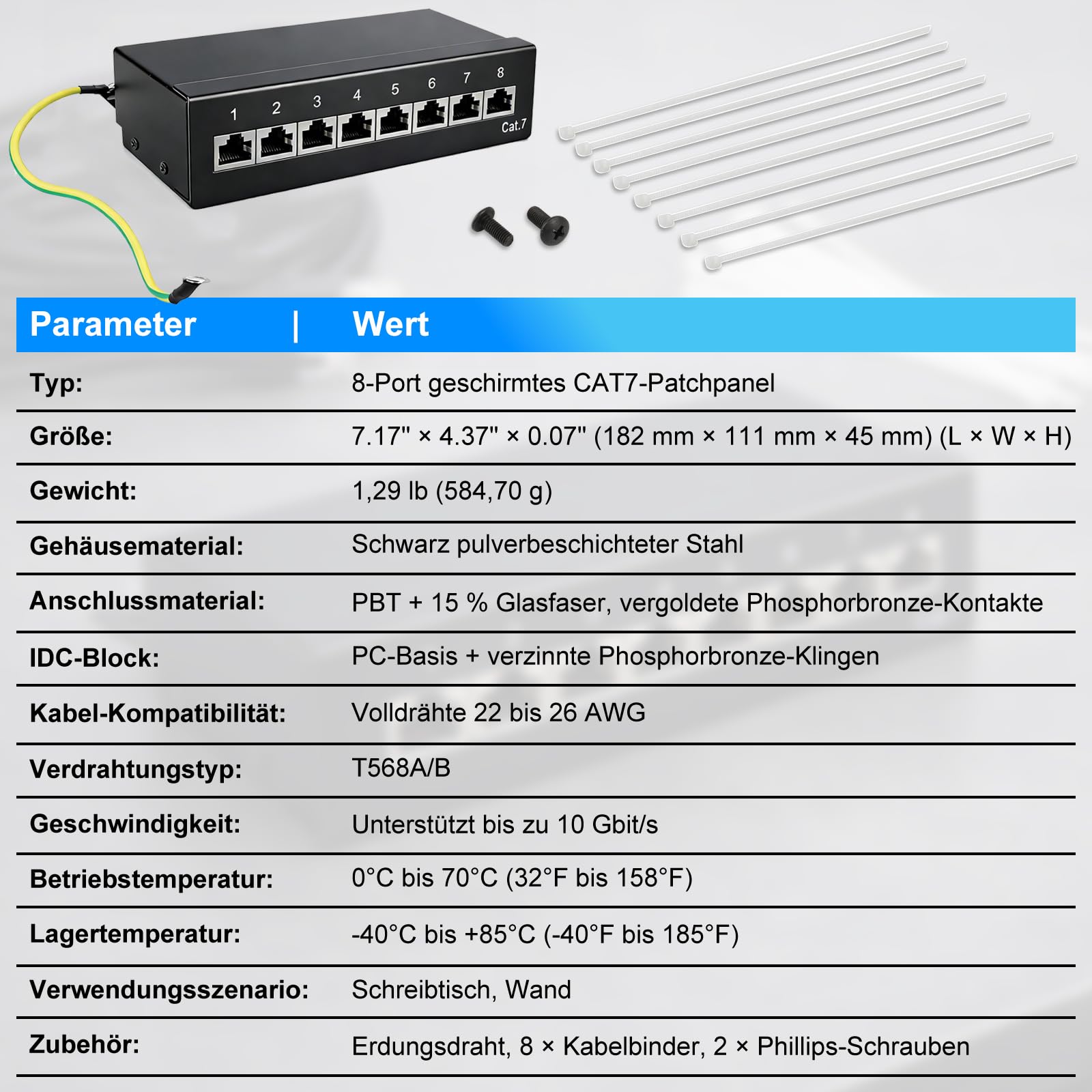 Panneau de brassage 8 ports