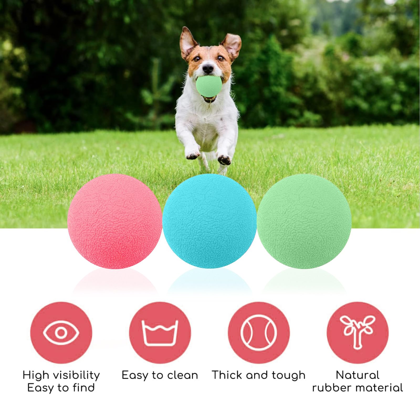 Pallina Per Cani In Caucciù Naturale Ø6,5cm - Quasi Indistruttibile, Per Giochi E Salute Dentale - Foto 4