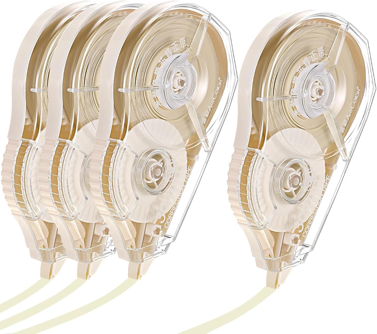 Zonon 4 Pieces Correction Tape Cream Color Beige Corrective Tape Eraser 100 Feet Long for Back to School Office Supplies Crafting, Journal, Note Taking, Case Color May Vary