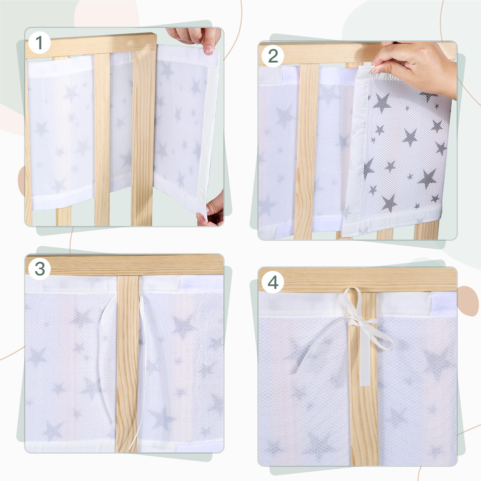 Sour Lemon Lot de 2 tours de lit pour bébé - Doublure en maille 3D - Respirantes - Anti-flux d'air - Étoile