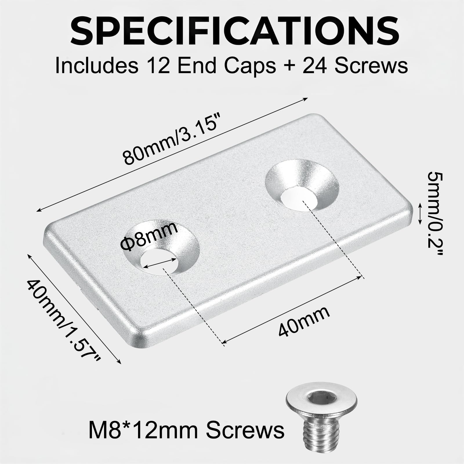 uxcell 12 tapas de extremo de perfil de aluminio estándar de la UE 4080 con tornillos, tapas de extremo de extrusión con ranura en T para marco de extrusión de aluminio, estante industrial, muebles de