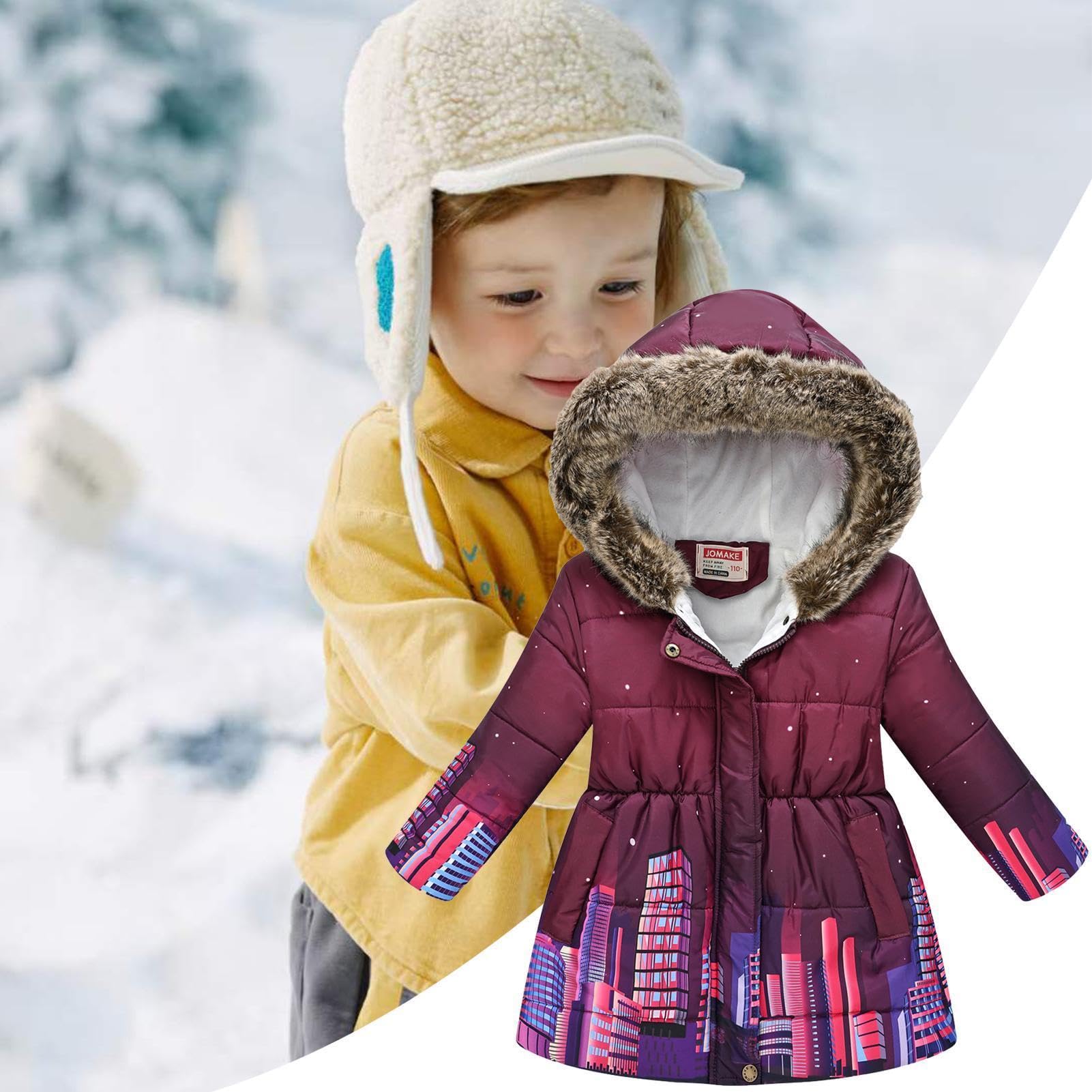 Ropa de abrigo de invierno para niños, abrigo de nieve, chaqueta suave y cálida para exteriores con capucha para niñas y niños, ropa cómoda para clima frío para la escuela, viajes y juegos