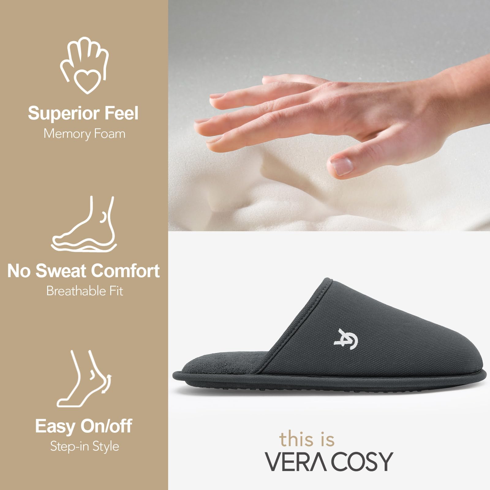 VeraCosy Chaussons tricotés écossais classiques en mousse à mémoire de forme pour homme