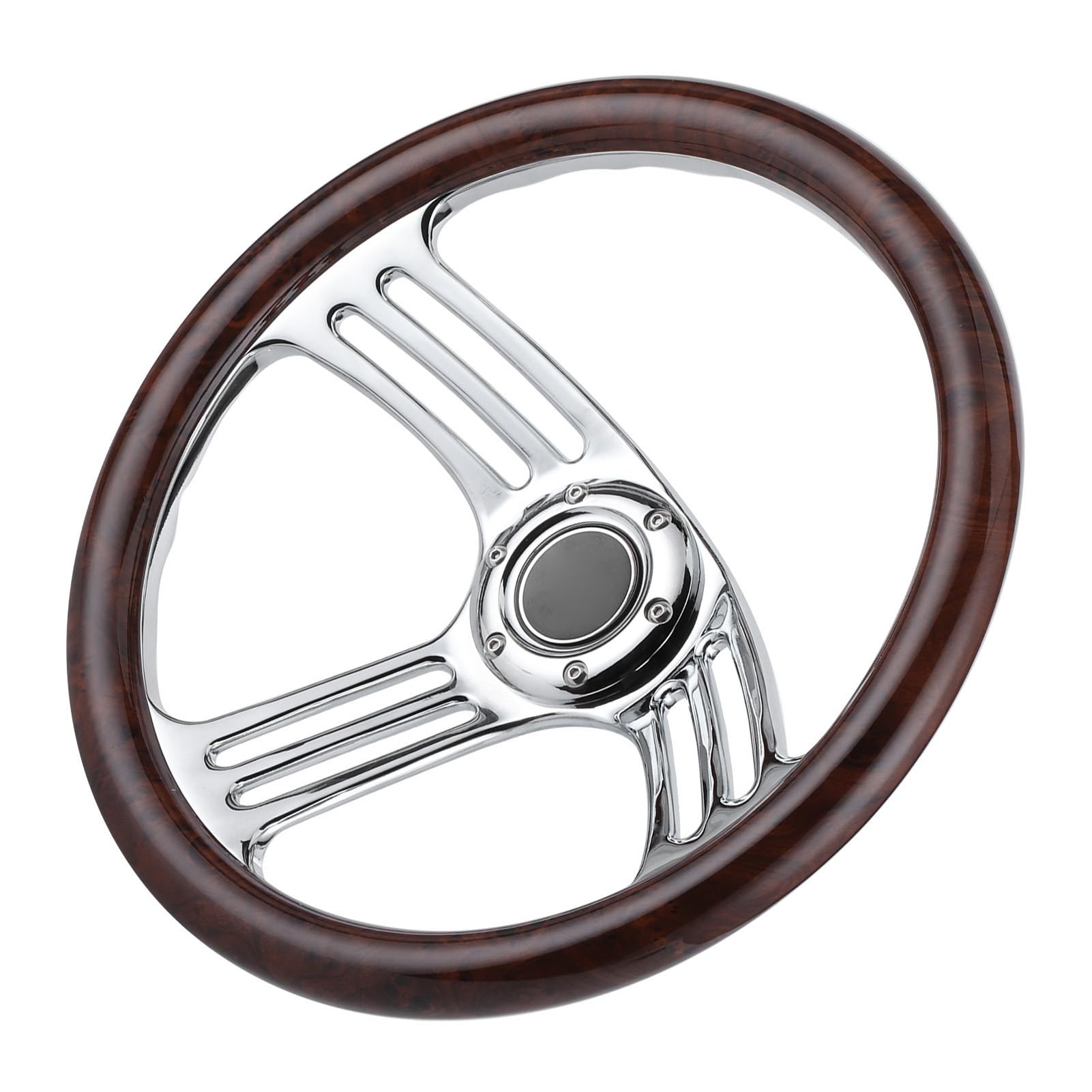 Vintage Style Dark Wood Grip Steering Wheel for Car Modified Accessory