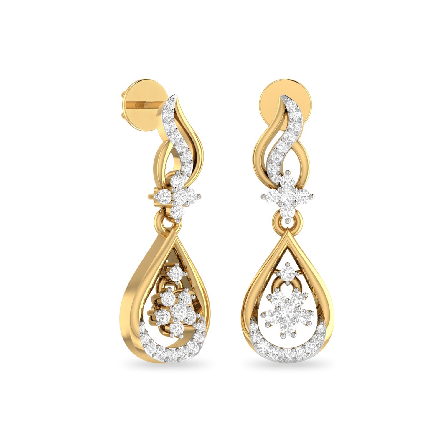 Aucent by PC Jeweller The Elenitsa 18KT Yellow Gold and Diamond Earrings-image-6