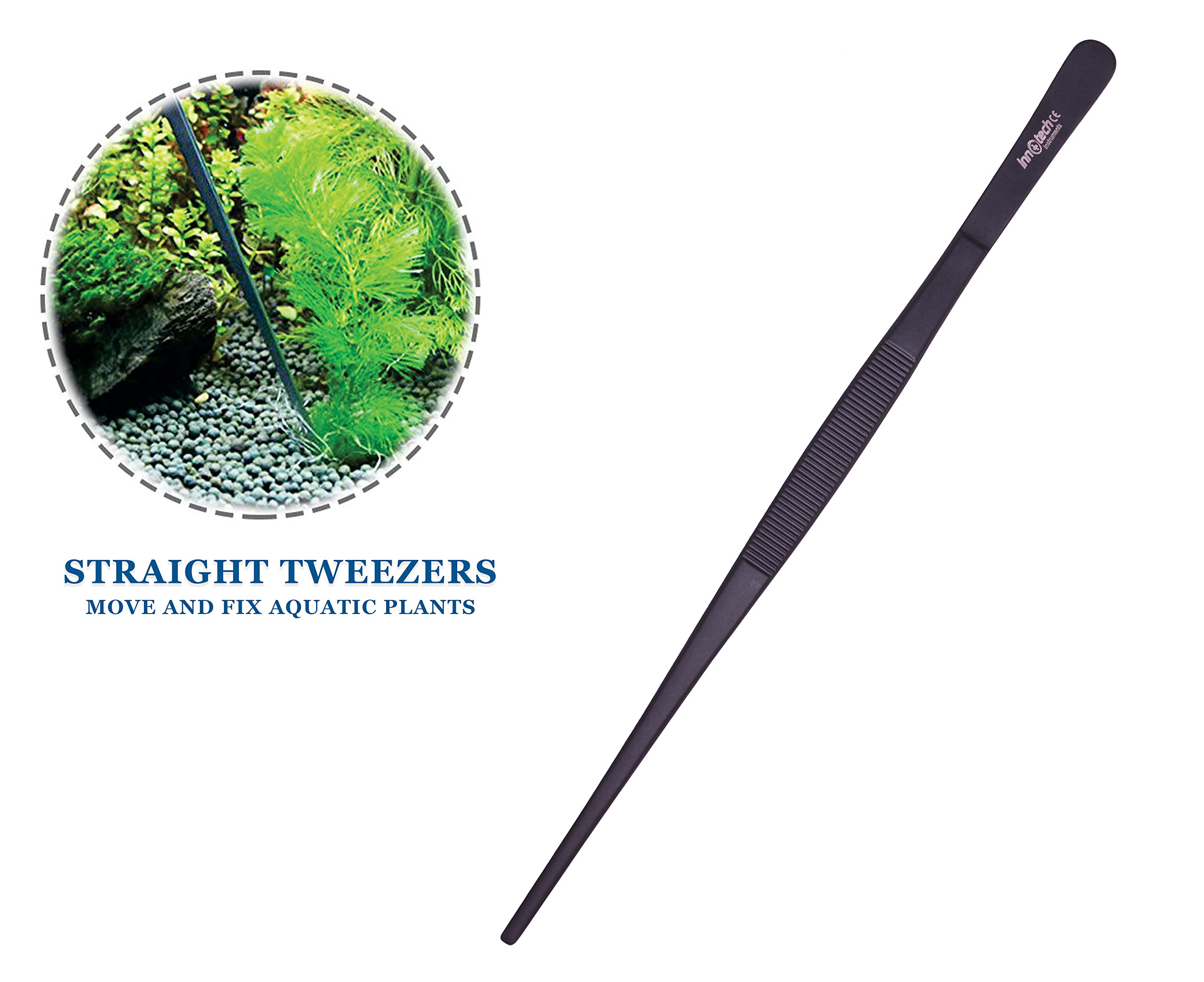 Innotech - Kit de limpieza para acuarios, color negro, juego completo de herramientas para el cuidado del terrario, 5 unidades de acero inoxidable, con estuche de 25 cm