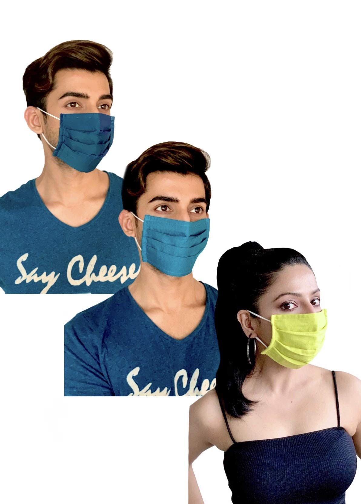 MASK PLUS Reusable Cotton Cloth Face Mask Lab Tested 3 Layer/ Washable/ 3-Ply/ Free Size (Assorted, Without Valve, Pack of 10) for Unisex
