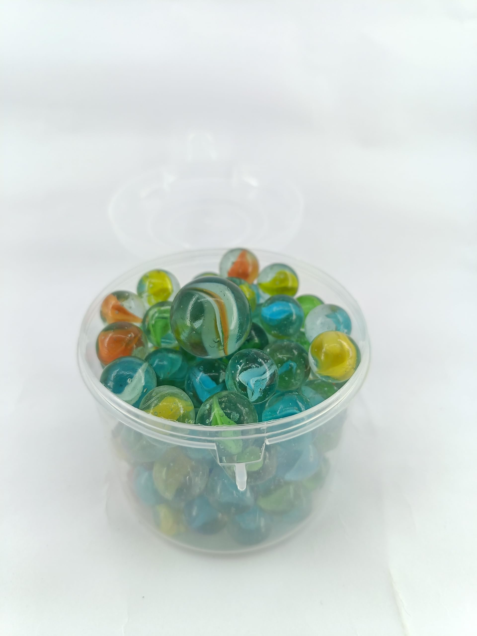 advancedestore Marbles - 85Pcs - Glass Playing Balls - Kanche - Goli - Traditional Indian Game - Glass Stones - Aquarium Fillers - Gel Candle Fillers 15mm + Shooter