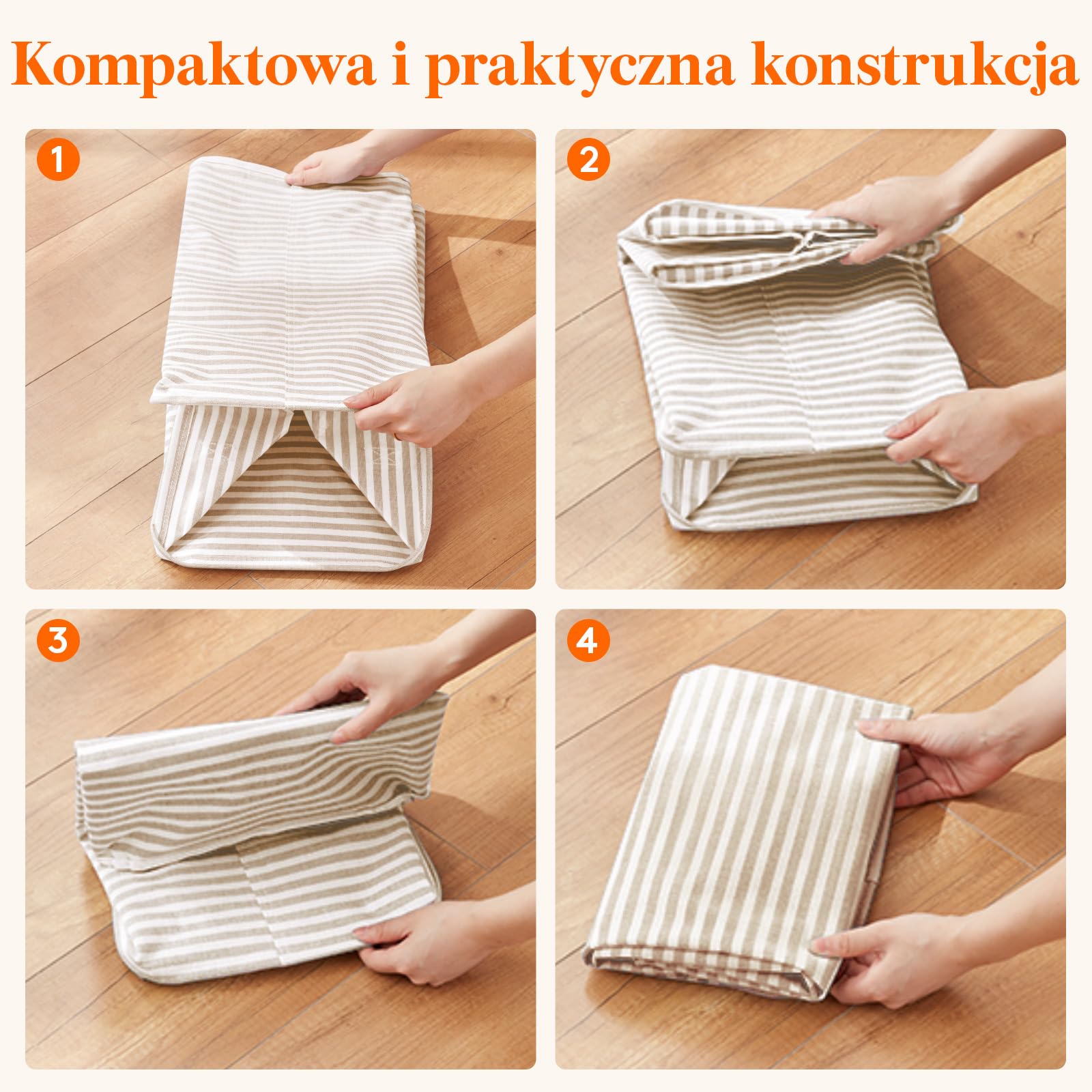 Lifewit Kosz na pranie, 75 l, duży kosz na pranie, składany pojemnik na pranie, wodoszczelny, pojemnik do sortowania prania, z uchwytami, na ubrania, ręczniki, zabawki, beżowy