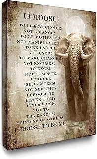 Christian Elephant Canvas Wall Art Motivational Elephant Picture Wall Decor Framed Inspirational Quotes Posters Home for Living Room Bedroom Bathroom Decoration 12x16 inch