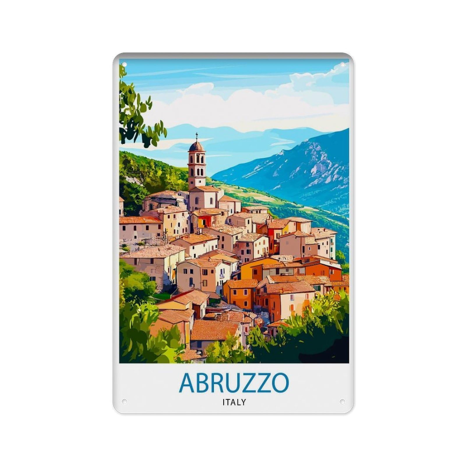 peiyeety Metal Tin Sign Abruzzo Italian Travel Wallpaper Abruzzo Scenery Home Decor Italian Region Gift Art Enthusiasts Scenery 8 X 12 Inch
