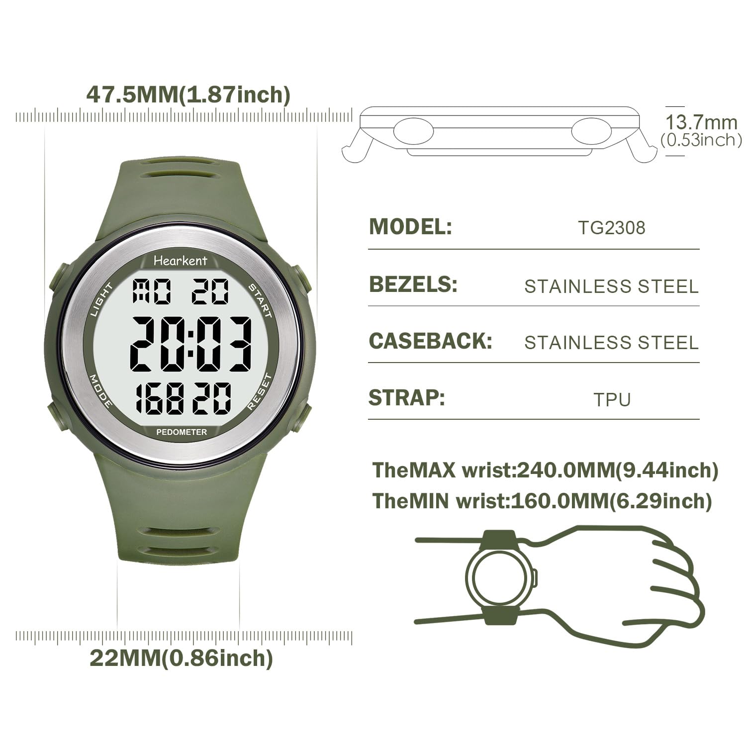 OVO Analogue Watch Pedometer, 55 OFF