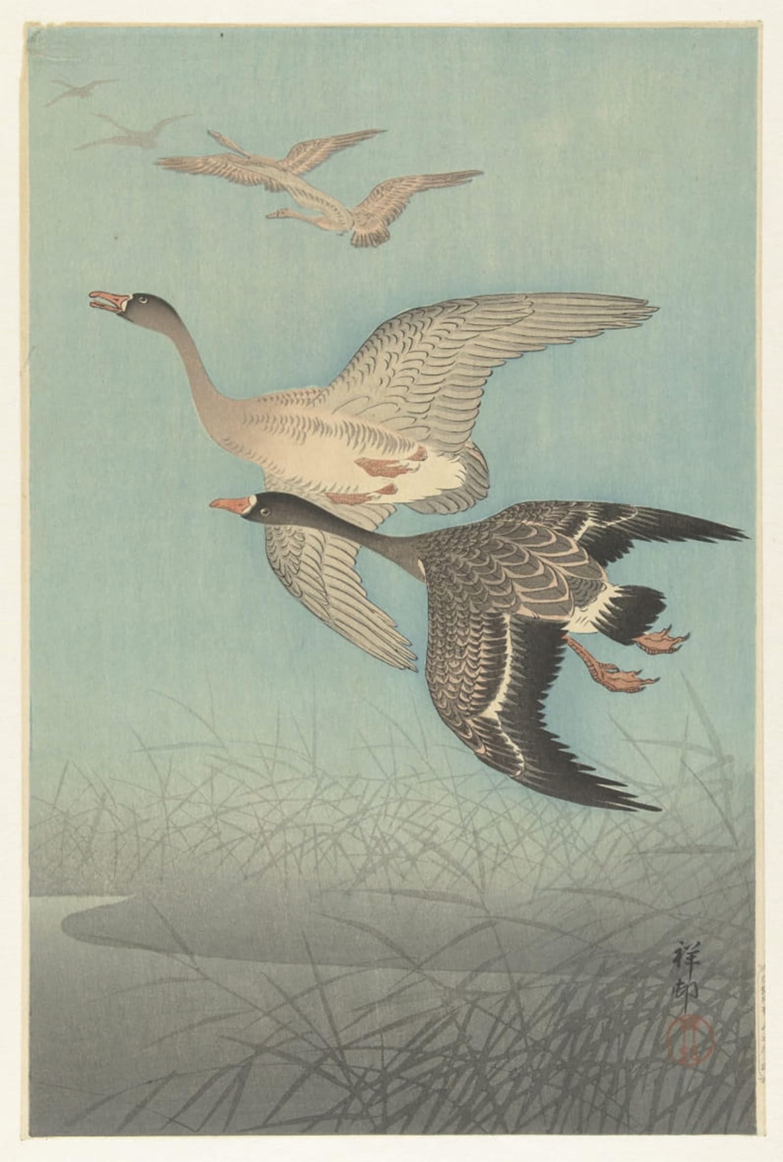 SERENDIPITP Aesthetic Poster Photo Wall Print Retro Picture Quack in Rain by Ohara Koson Modern Wall Artwork for Home Decor 60x90cm