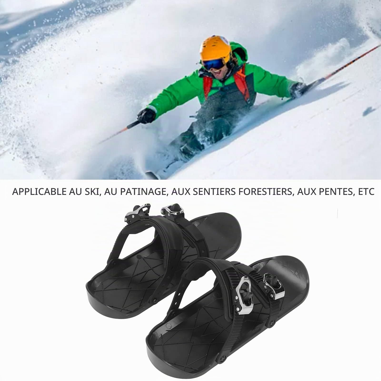 Mini Patins de Ski Courts, Skis pour Chaussures d'hiver, Patins à Neige Courts Snowblades Skiboards, Chaussures de Ski d'hiver Réglables Snowboards pour Le Ski en Plein Air