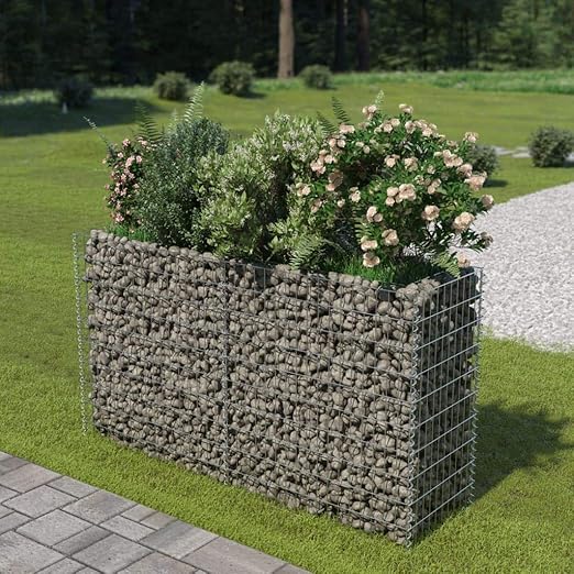 The Living Store H-förmiger Gabionen-Pflanzkorb Stahldraht 260x40x100