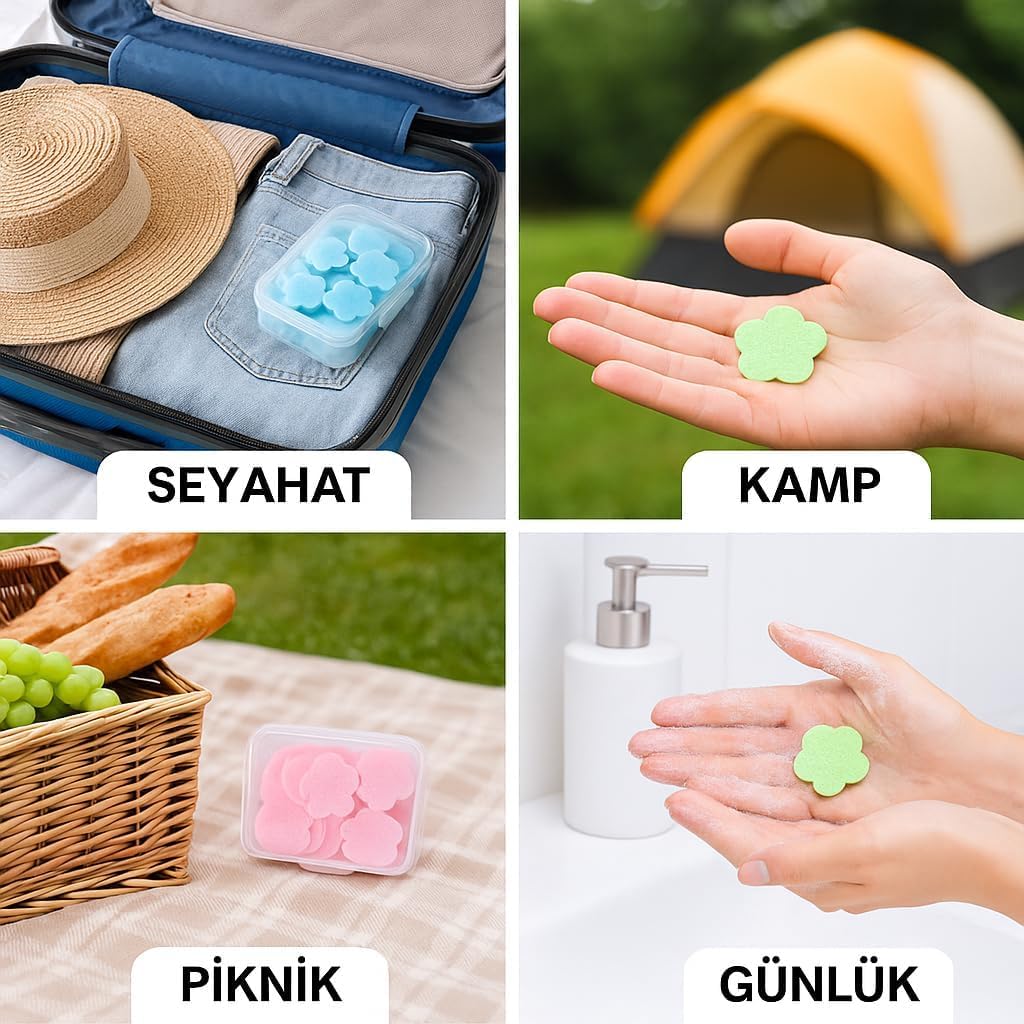3 Kutu Toplam 200 Yaprak Mini Taşınabilir Kokulu Çiçek Şekilli Tek Kullanımlık Sabun Yaprakları - Okul Piknik Kamp Tatil Otel İçin Tek Kullanımlık Hijyenik El Sabunu Sihirli Sabun