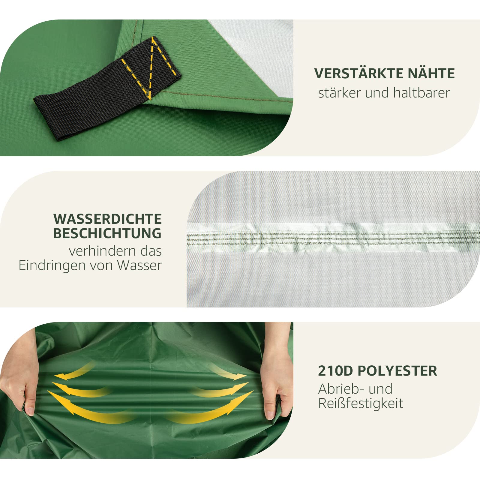 Overmont Camping Zeltplane 3m x 3m Tarp Multifunktional Tragbar Sonnensegel mit 6 Heringe und 6 Seilen Sonnenschutz für Hängematte Outdoor Reisen Picknick Grün