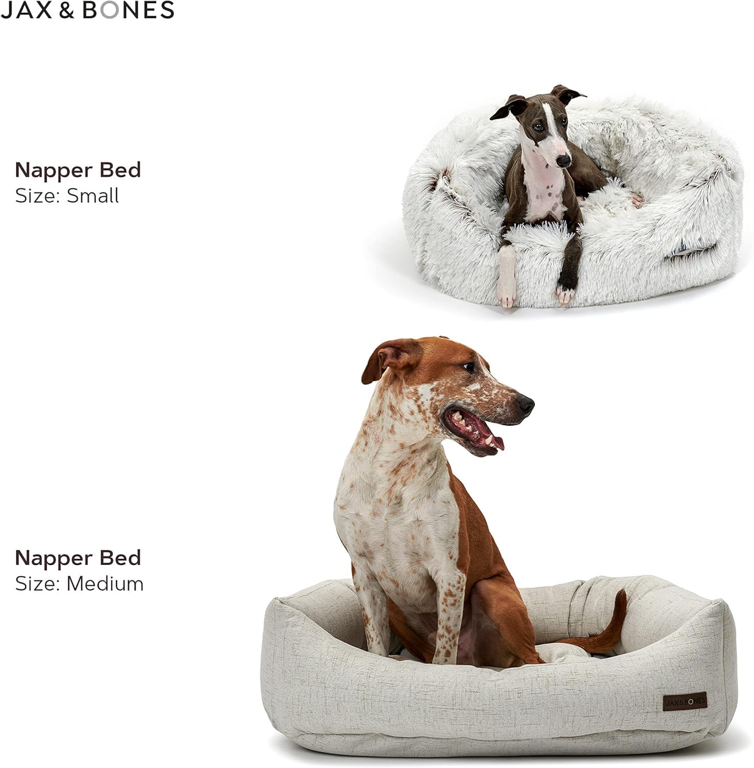 Jax & Bones Dog Napper - Machine Washable Shag Bed for Dogs - Extra Heavy Duty Bolstered Sides - Small White Dog Mat | 24 x 21 Inches