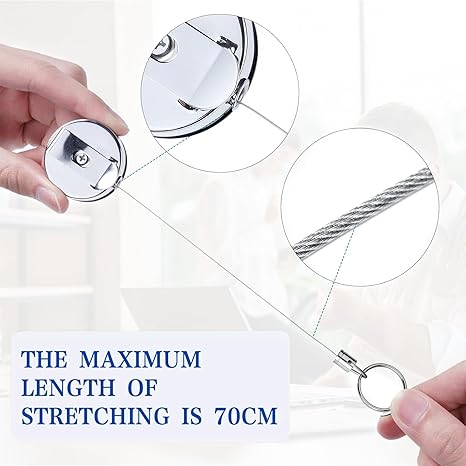 GLUN® Metal Black Retractable Reel ID Card Holder Pack of 2, ID Badge Holder with Back Belt Clip, Card Holders - Image 4