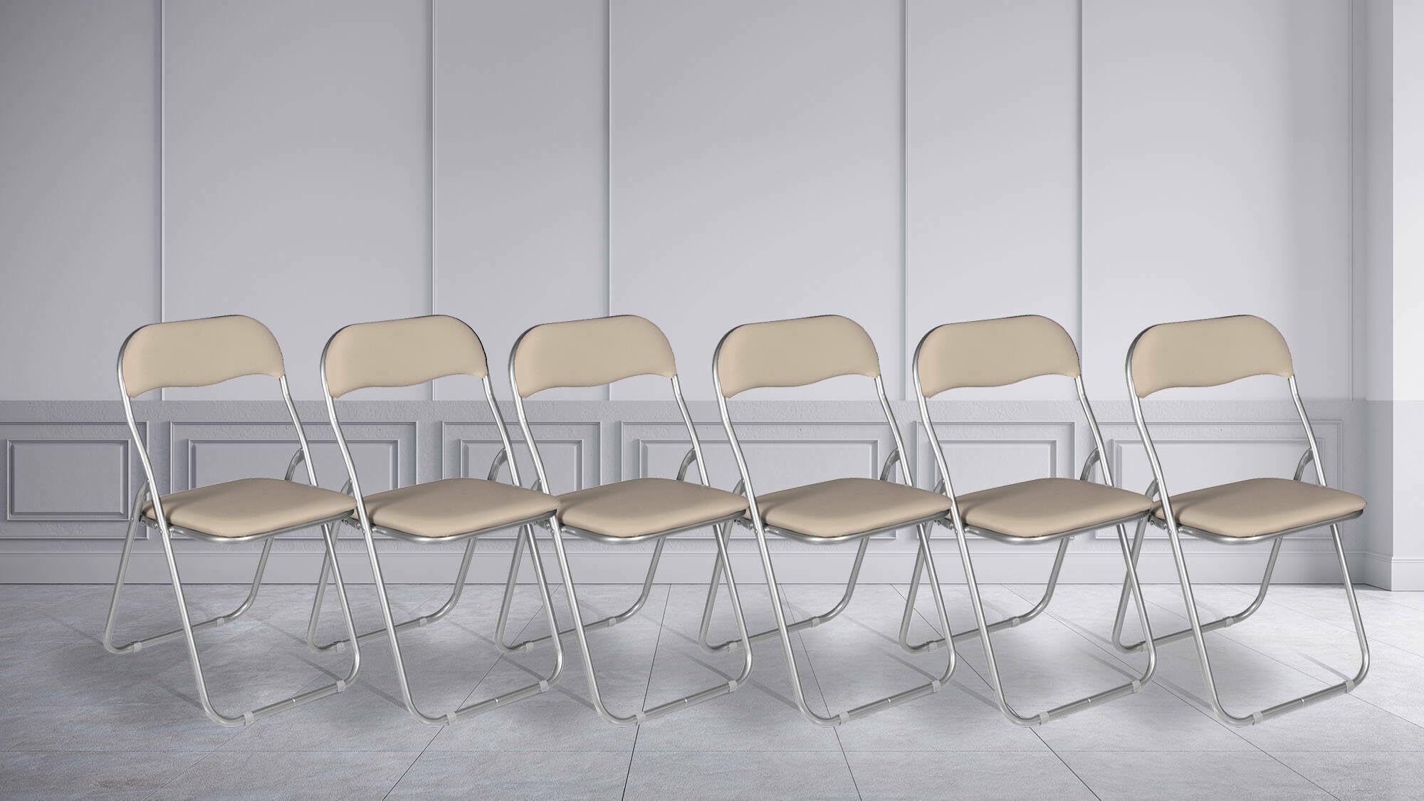 Dmora Ensemble de six chaises pliantes, couleur sable, Mesures 43 x 47 x 78 cm