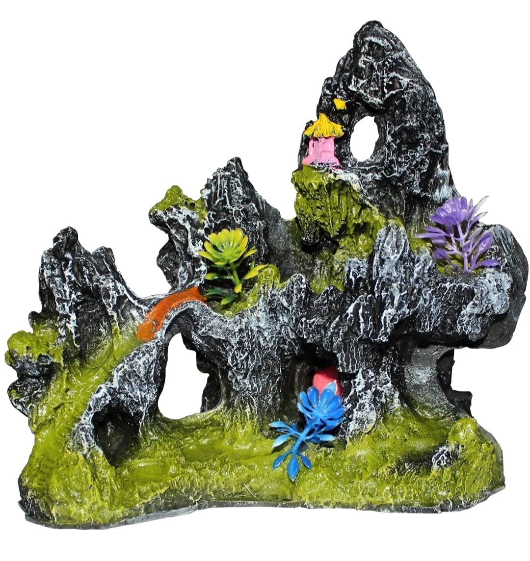 Mistletoe Small Mountain View Aquarium Rockery Stone Moss Air Stone Substrate Hiding Cave Tree Fish Tank Ornament Decoration Masterpiece