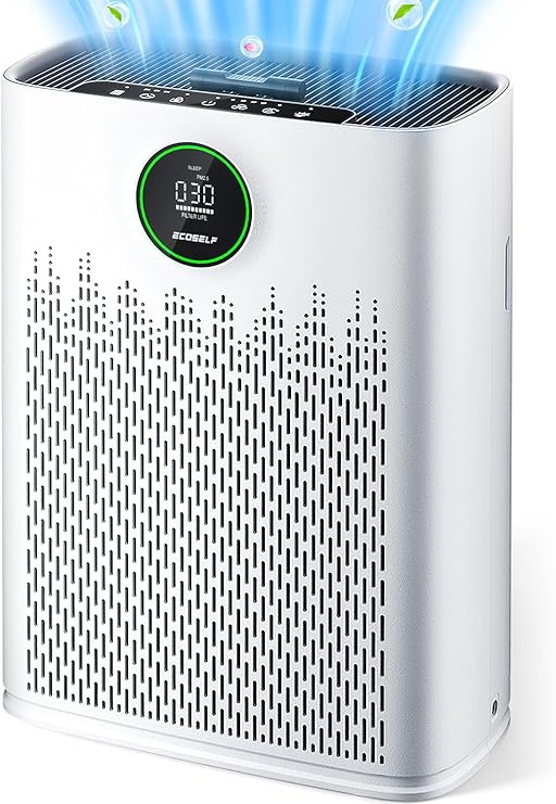 Air Purifiers for Home Large Room, with Smart Mode, PM2.5 Air Quality Display, 22dB Sleep Mode, Aromatherapy, Cover Up to 1295 Ft² with 2X-Purification & 360°Air Outlet, HAP603, White