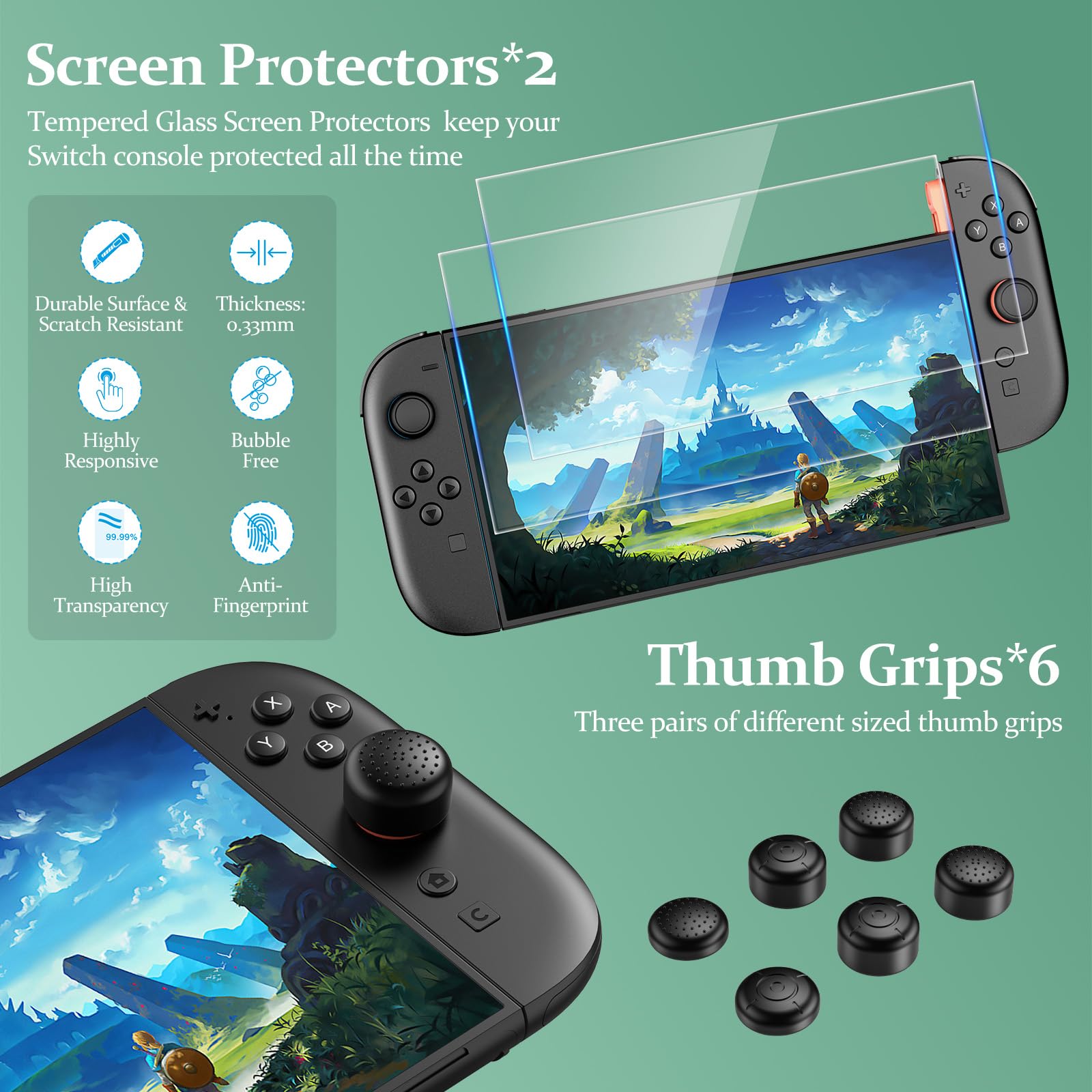 HEYSTOP Switch 2 Kits de Accesorios para Nintendo Switch 2,Funda para Nintendo Switch 2 Paquete Accesorios con Protector Pantalla Switch 2,Carcasa Switch 2,Case JoyCon,Cargador JoyCon,Funda Switch 2
