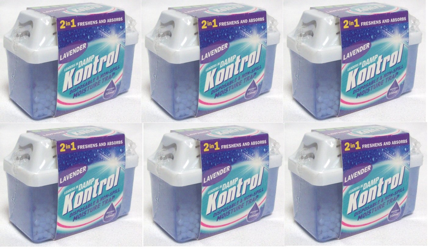 6 x Kontrol Mini Moisture Trap - Freshens Air and Absorbs Damp lavender Scent