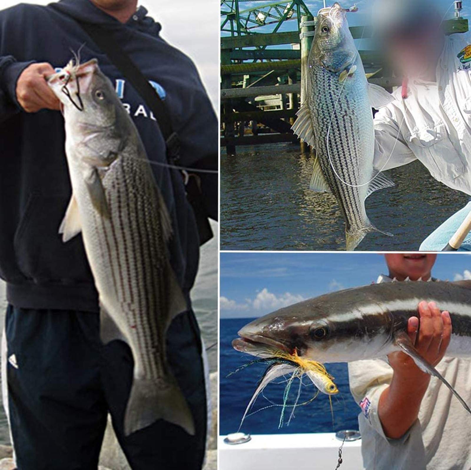 7 Piezas Señuelos De Pesca De Metal Señuelos De Jigging Señuelos De Metal De Hundimiento De Caída Lenta con Ganchos De Plumas para Agua Salada Agua Dulce
