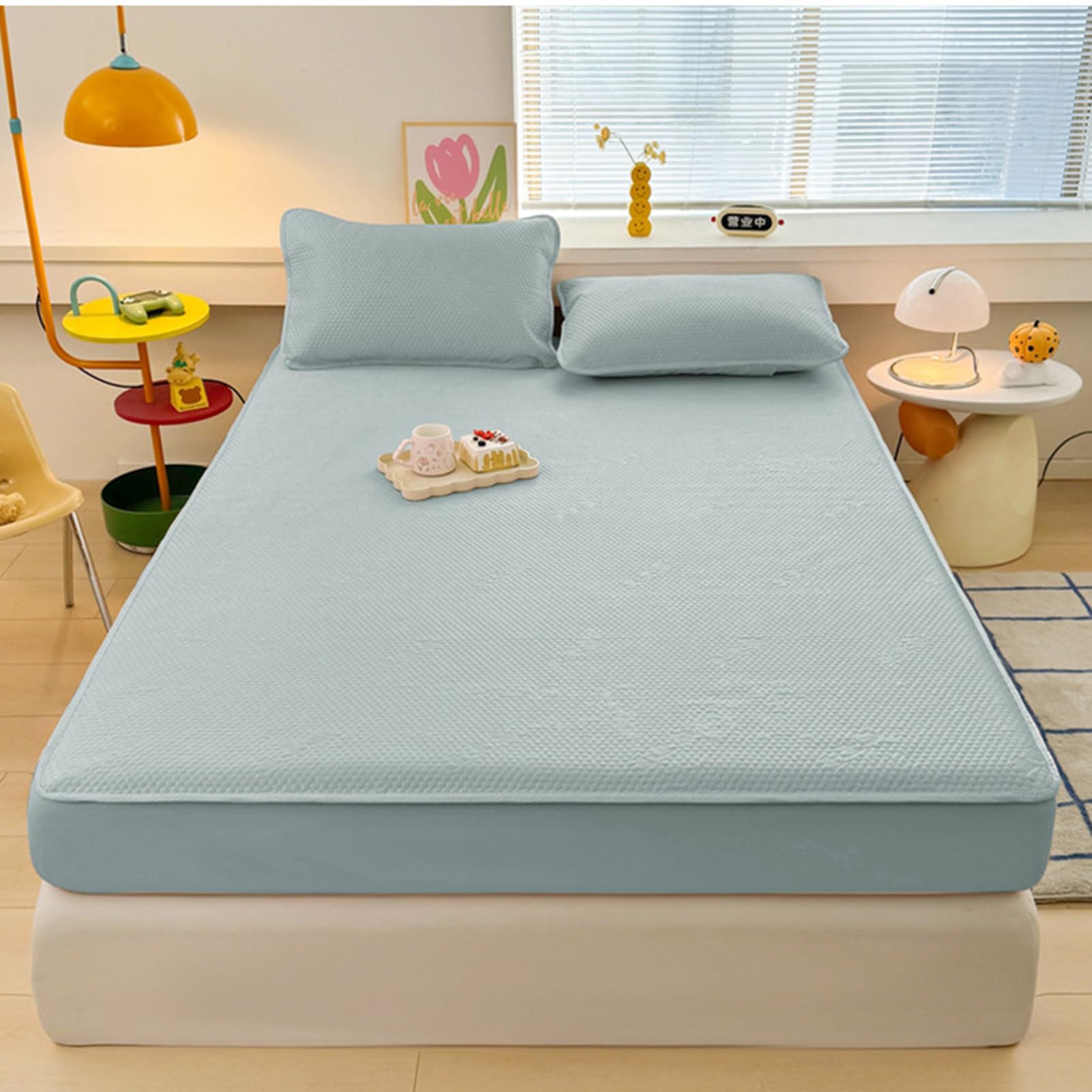 Drap-housse en soie glacée doux et respirant qui rafraîchit vos nuits d'été