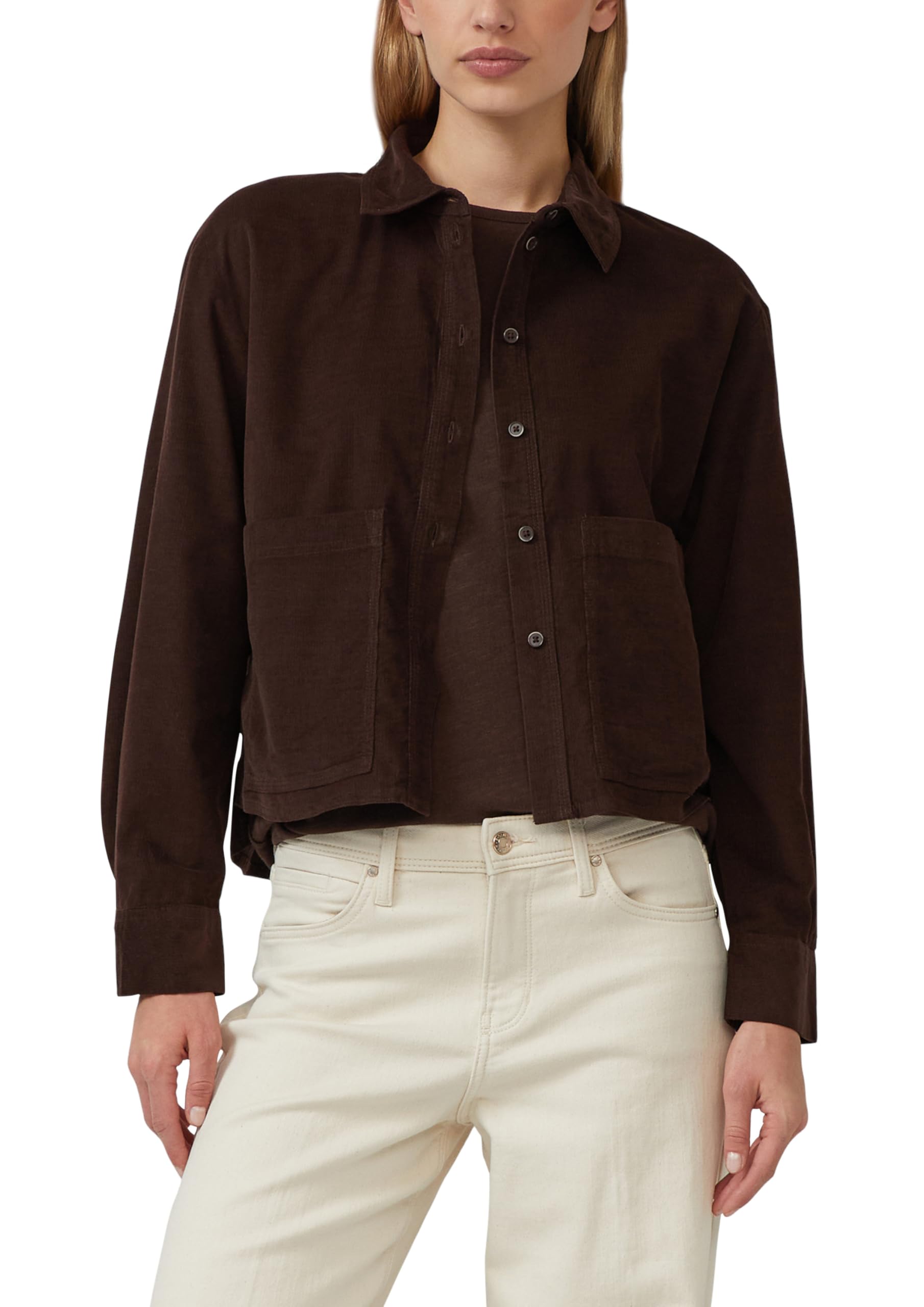 s.Oliver Damen Bluse – Feincord, Relaxed Fit, Hemdkragen