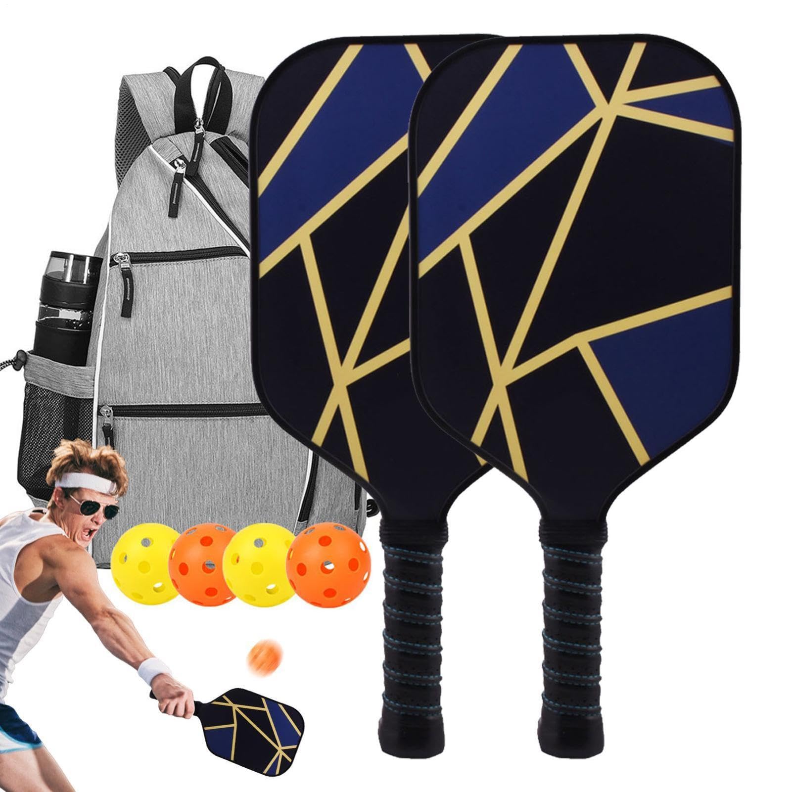 Rakieta Pickleball z włókna szklanego | Łopatki z włókna szklanego do | Pickleball | Przenośny zestaw rakiet i piłek , sprzęt z kulkami do użytku w pomieszczeniach na zewnątrz