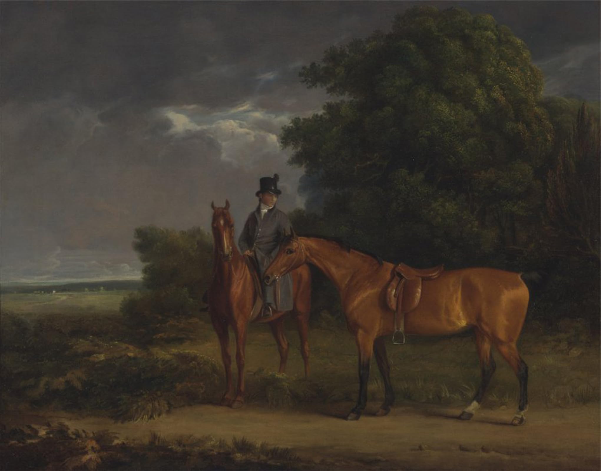 POSTERIIk Vintage Print Pop Art Landscape Artwork a Groom Mounted on a Chestnut Hunter by Jacques Laurent Agasse Art Prints for Office Home Decor 60x90cm