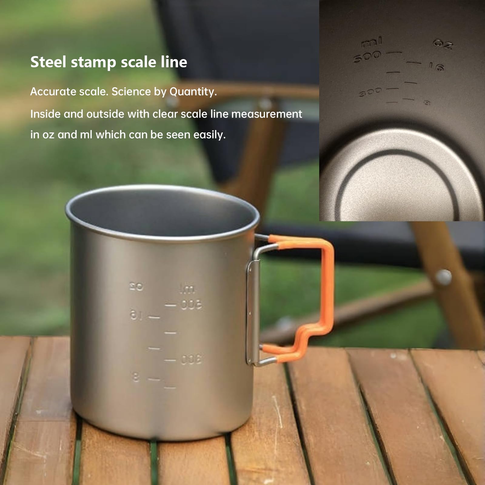 Ti artisan Taza de titanio para camping, portátil, ultraligera, 450 ml/750 ml, agua con asas plegables y tapa para acampar al aire libre, senderismo, mochileros (750 ml)