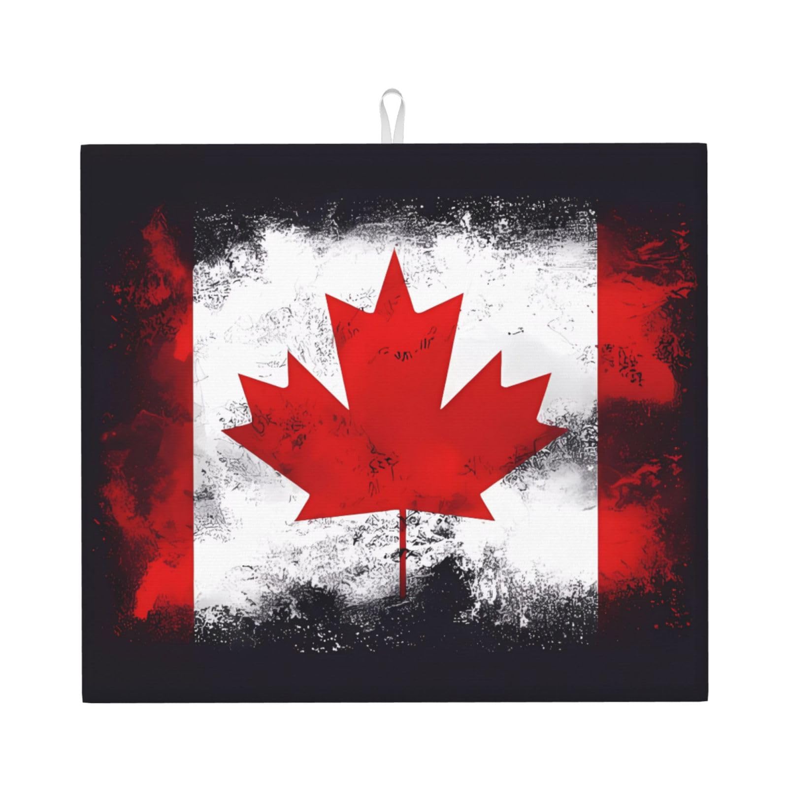 HJFCZH Canadian flag Prints Kitchen Drying Mat – Absorbent Microfiber Throw for Dishes, Non-Slip Counter Cover, Quick-Drying Layer with Fade-Resistant Print