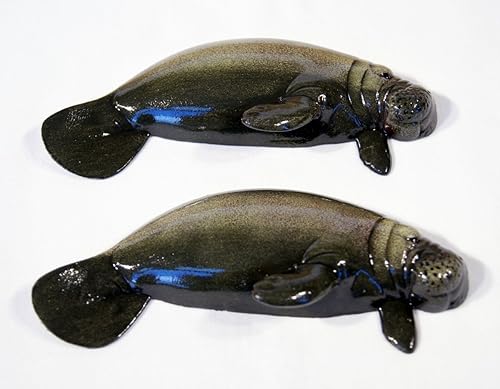 Miniatura 2 de Placa decorativa pintada a mano de vaca marina de manatí de 6 pulgadas (juego de 2)