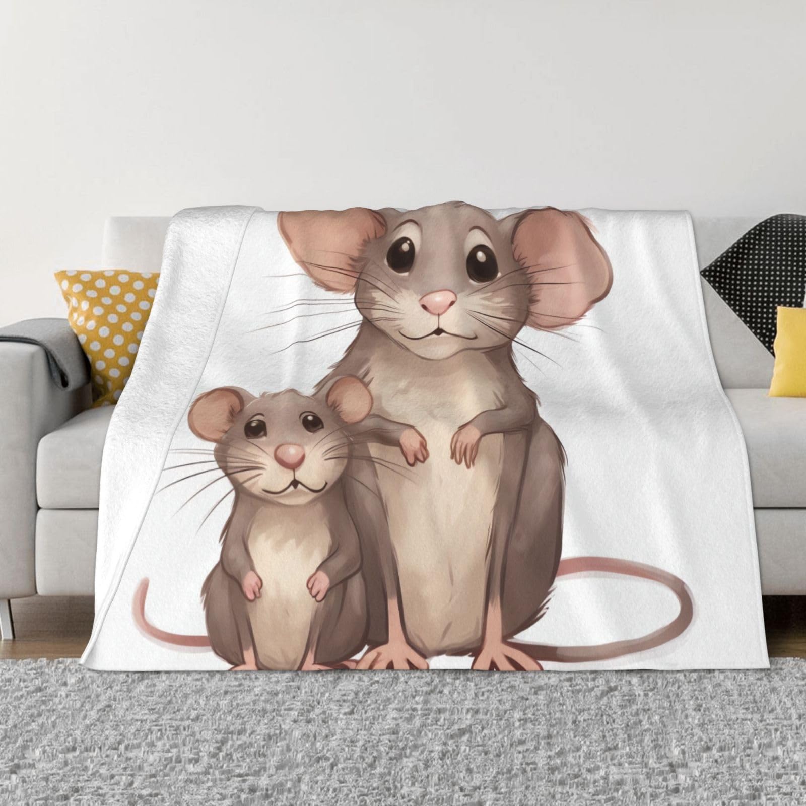 Rats Flannel Blanket 50"x40" - Ultra-Soft Lightweight Throw Blanket for Bed, Sofa, and Couch - Luxury Air Conditioning Blankets - Cozy Warm Blankets for All Seasons
