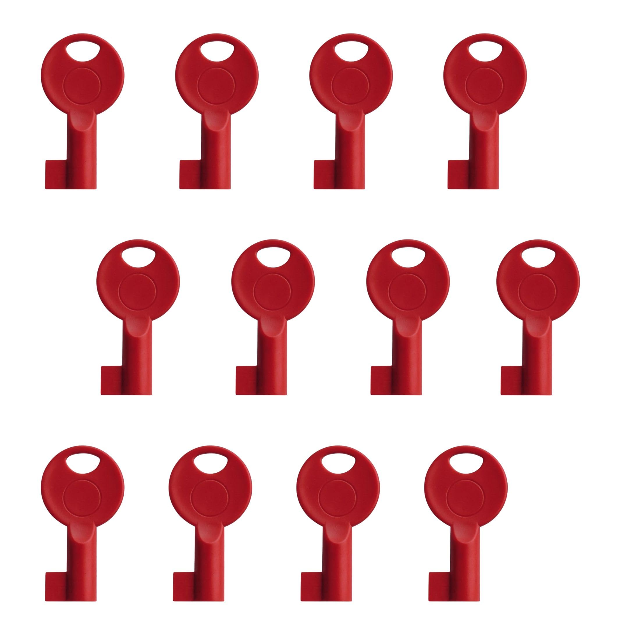 Trumed Red Fire Alarm Keys – Universal Metal Reset & Replacement Keys For Fire Alarm Panels, Break Glass Call Points & Testing – Multipack 12