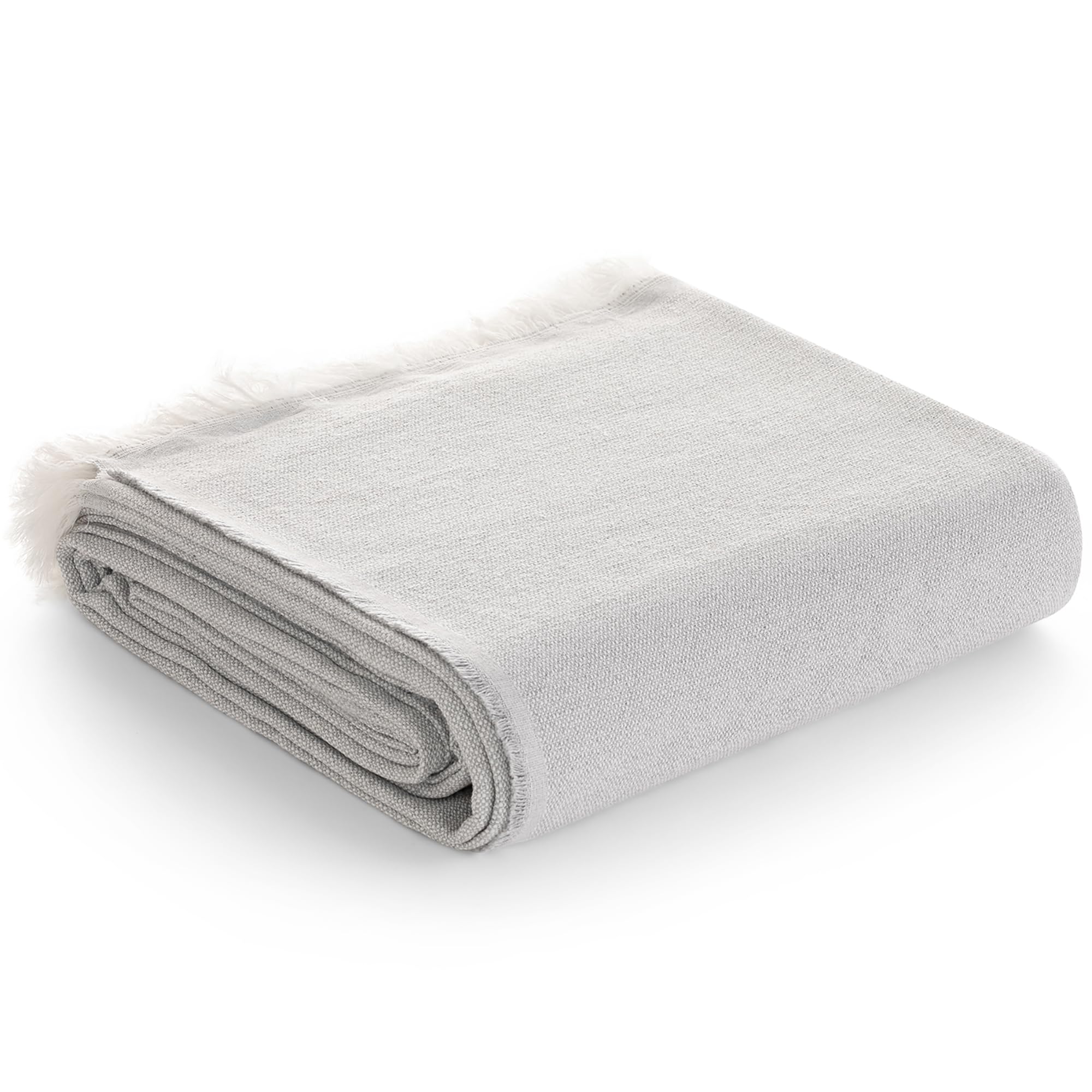 GAMUSI Multi-purpose 3 Seater Sofa Cover, Bedspread Bed 135/150 cm, Jarapa Foulard Bedspread Sofa Blankets Cotton Plain - 230 x 280 cm, Grey