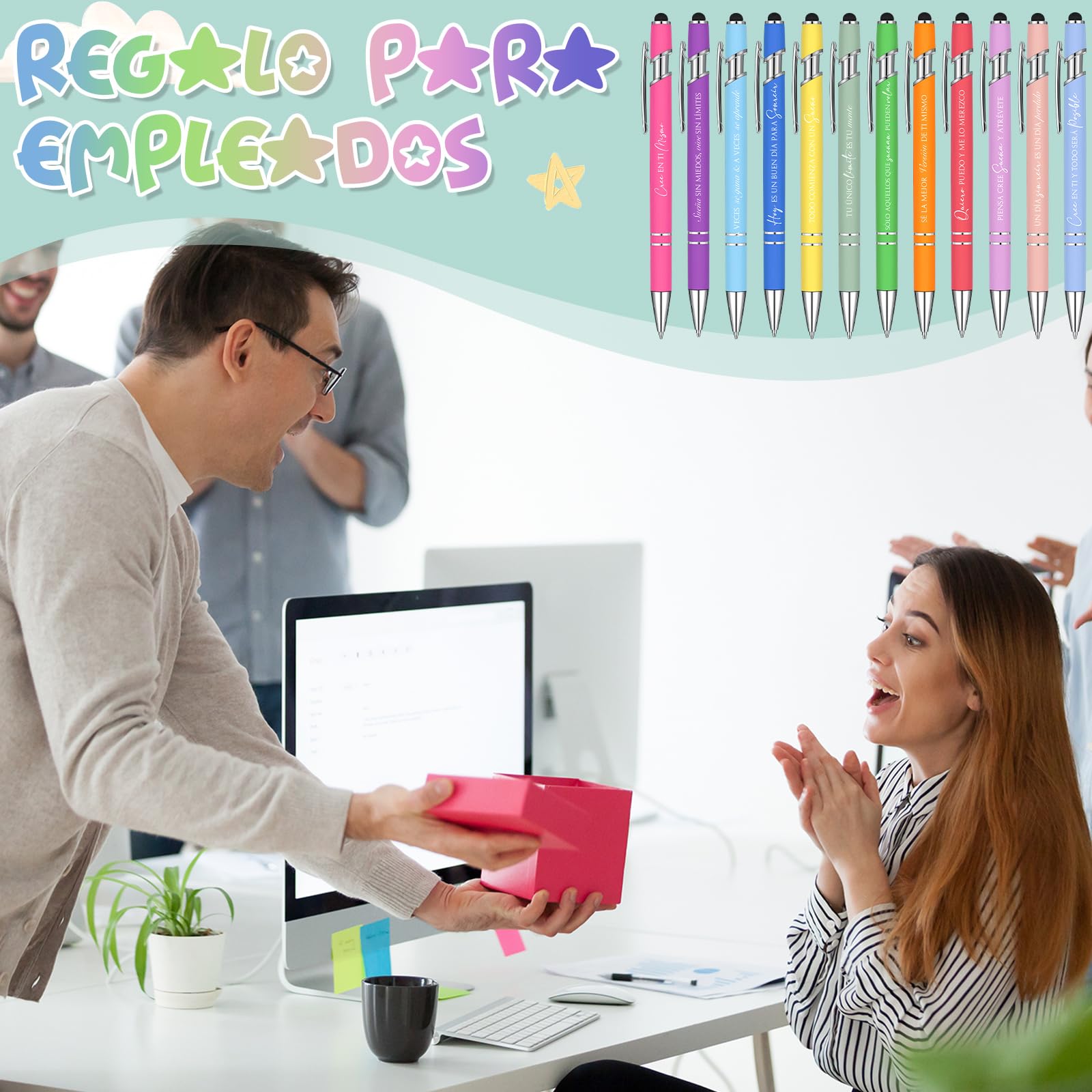 Clabby 24 Piezas Regalos Motivacionales Bolígrafos Inspiradores Plumas Retráctiles con Frases Motivadoras para Pantalla Táctil Detalles Compañeros de Trabajo Empleado Amigos Graduación Despedida