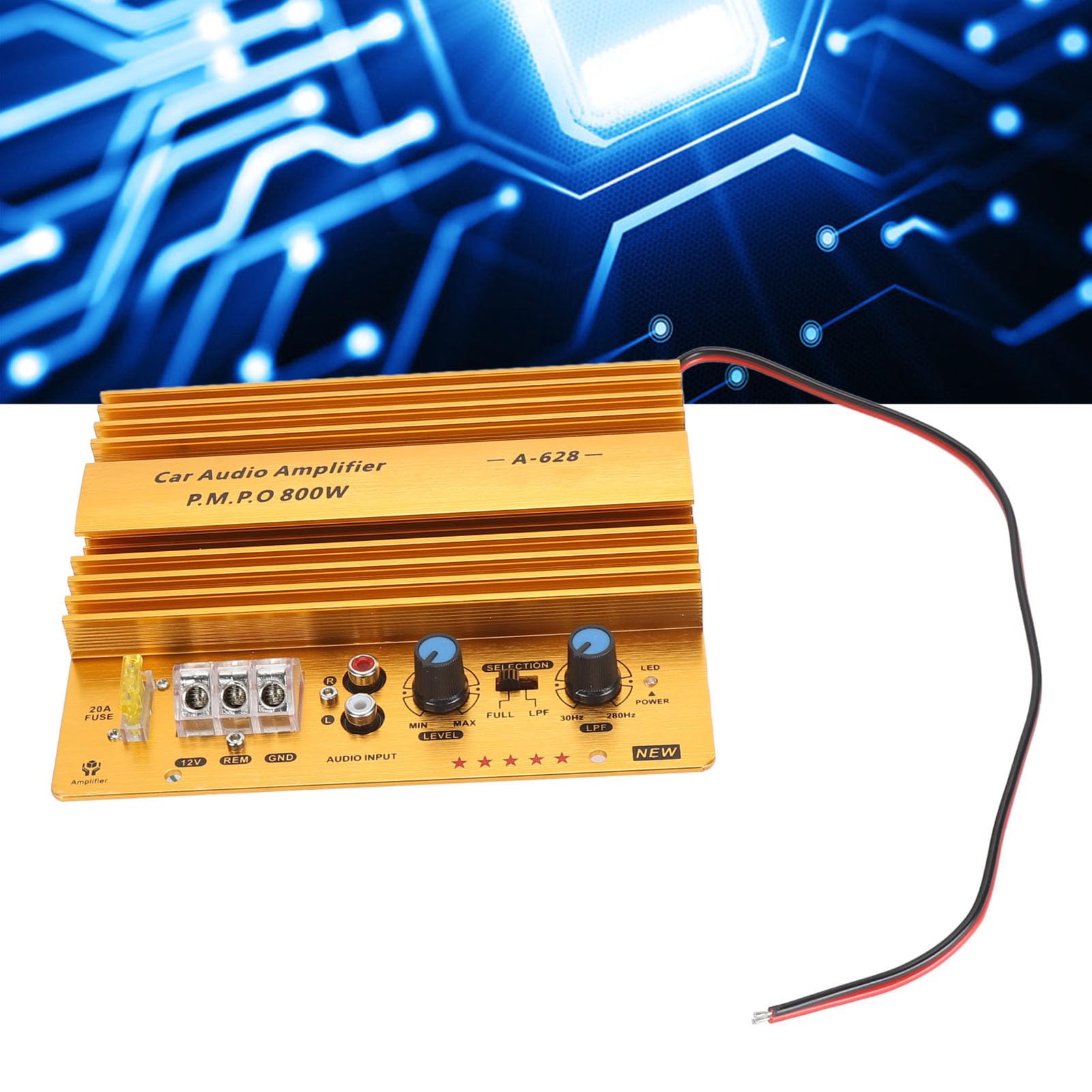 Car Amplifier Board, 800W High Power Bass Subwoofer Board with Ultra Thin Design, Aluminum Alloy Car Board for 12V Car Speaker